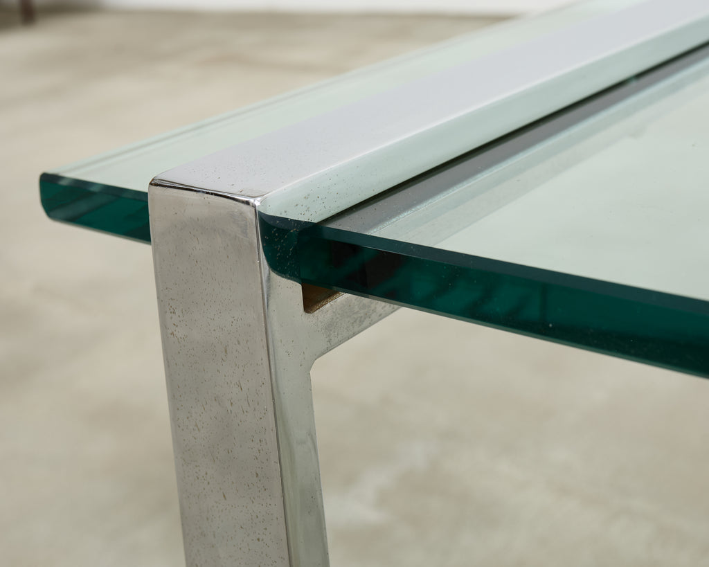 Charles Hollis Jones Chrome Glass "Box" Coffee Table