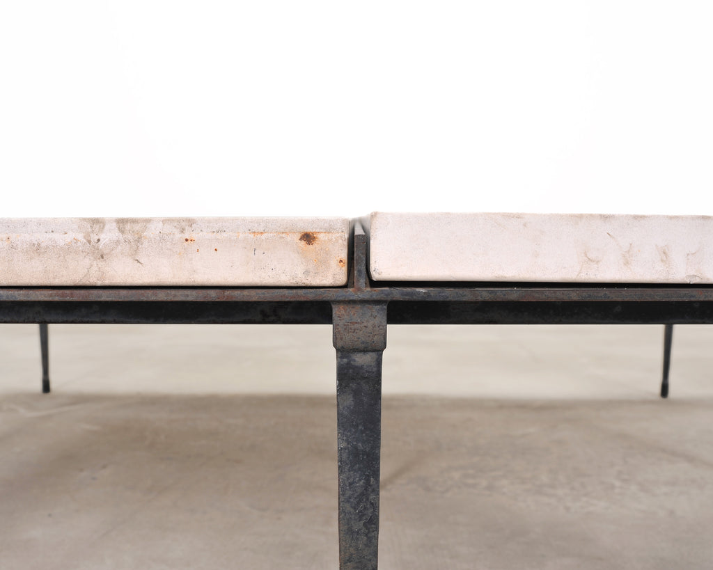 Holly Hunt Rue de Seine Limestone and Iron Cocktail Table 5 Ft
