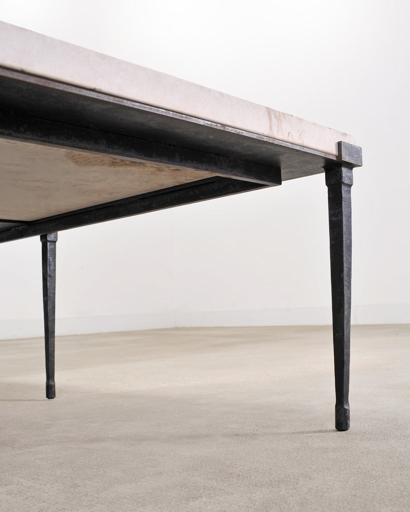 Holly Hunt Rue de Seine Limestone and Iron Cocktail Table 5 Ft