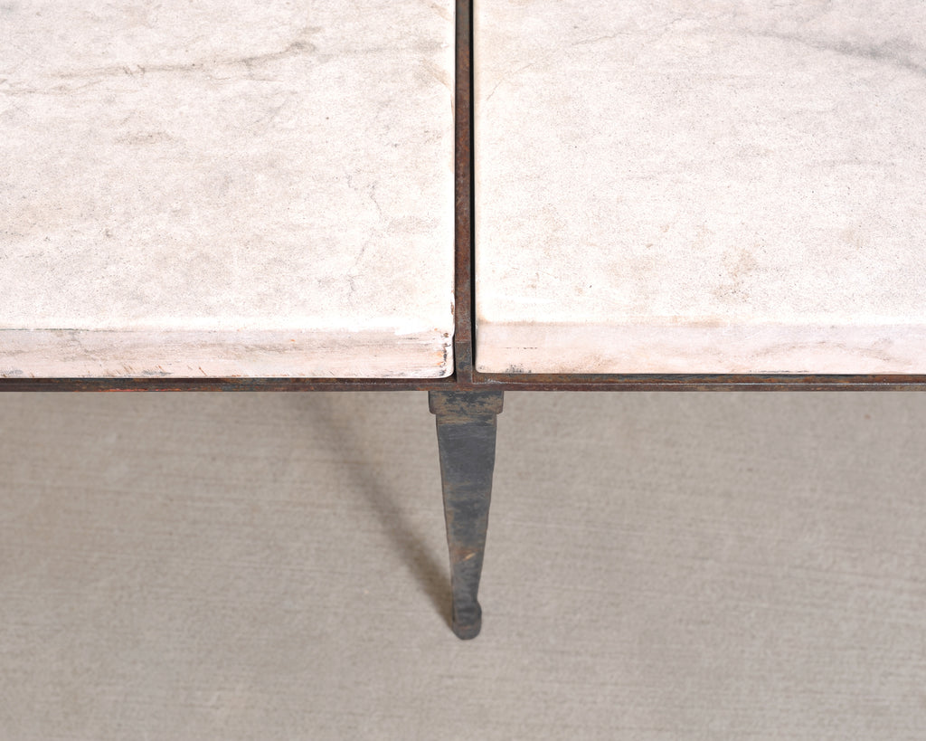 Holly Hunt Rue de Seine Limestone and Iron Cocktail Table 5 Ft