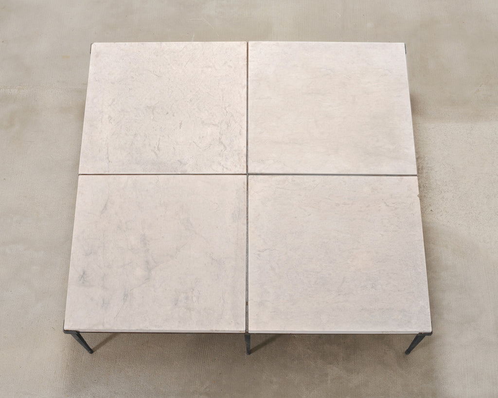 Holly Hunt Rue de Seine Limestone and Iron Cocktail Table 5 Ft