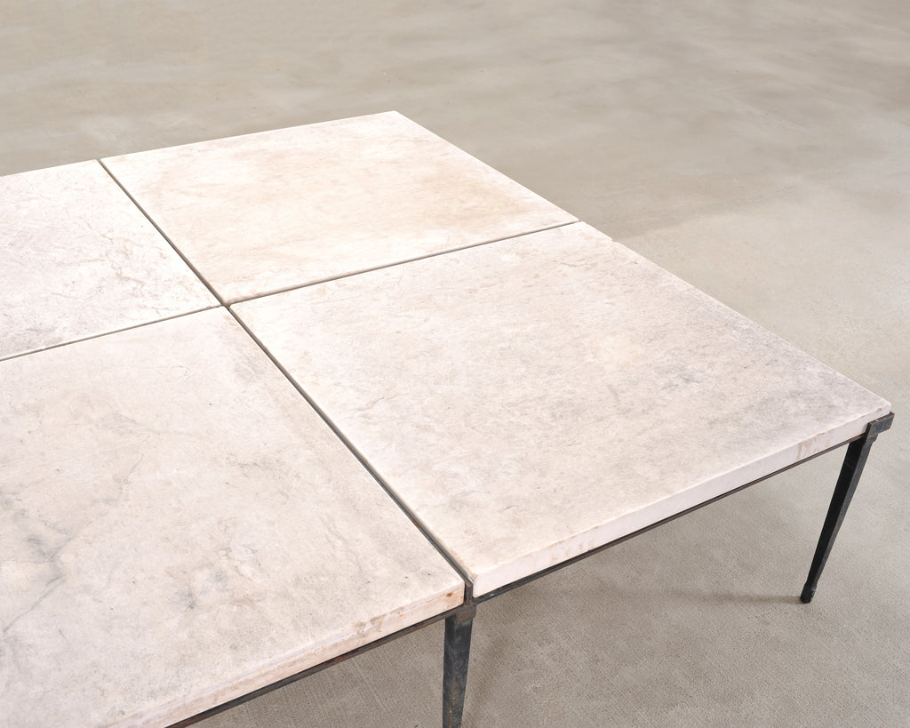Holly Hunt Rue de Seine Limestone and Iron Cocktail Table 5 Ft