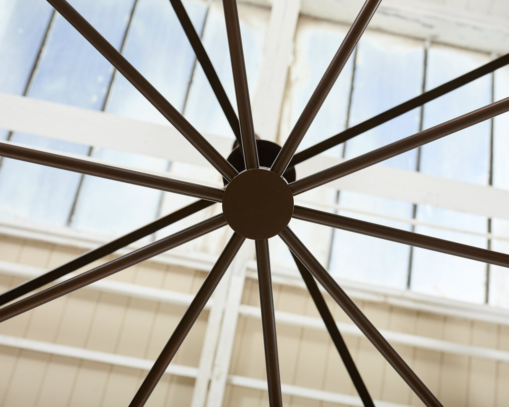 Monumental Horn Veneer Quatrefoil Ten Light Drum Chandelier