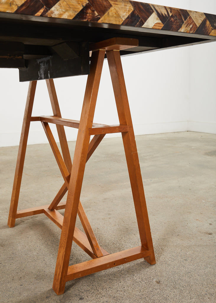 Tessellated Horn Dining Table with Leaves Designed by Thomas Britt