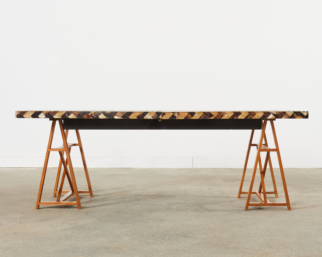 Tessellated Horn Dining Table with Leaves Designed by Thomas Britt