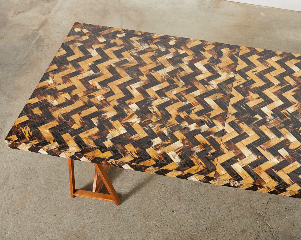 Tessellated Horn Dining Table with Leaves Designed by Thomas Britt