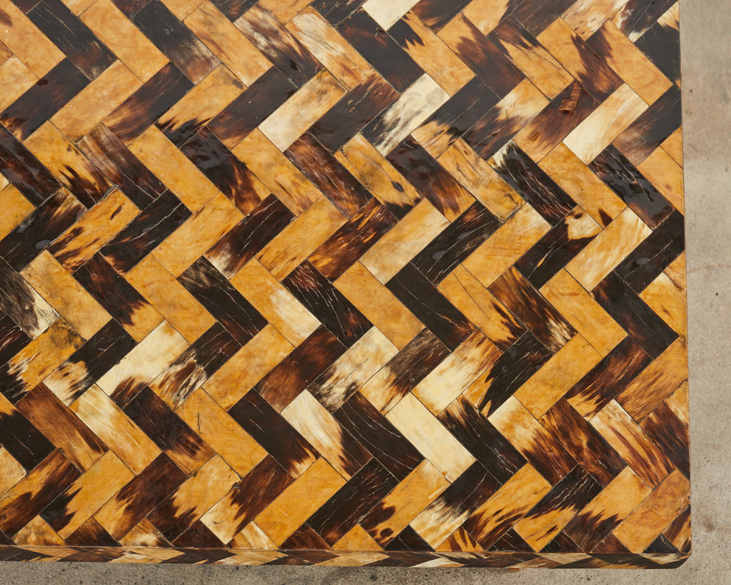 Tessellated Horn Dining Table with Leaves Designed by Thomas Britt