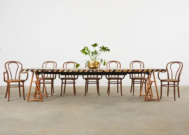 Tessellated Horn Dining Table with Leaves Designed by Thomas Britt