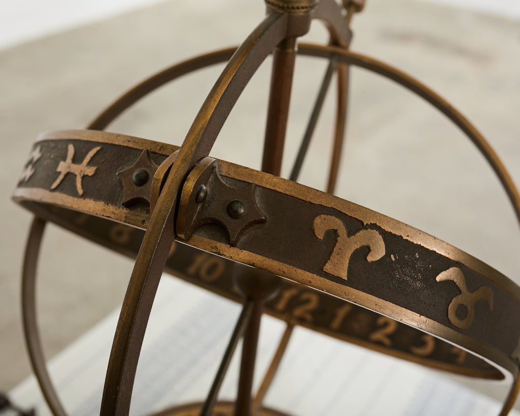 Midcentury Bronze Astrological Armillary Lamp by Frederick Cooper