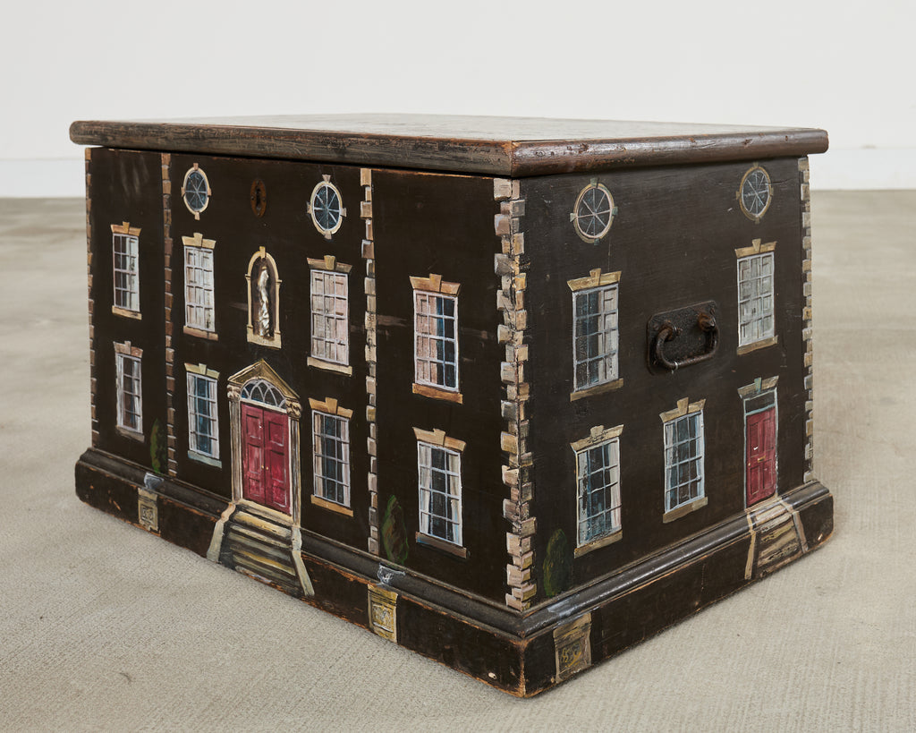 19th Century Country English Chest with House Facade