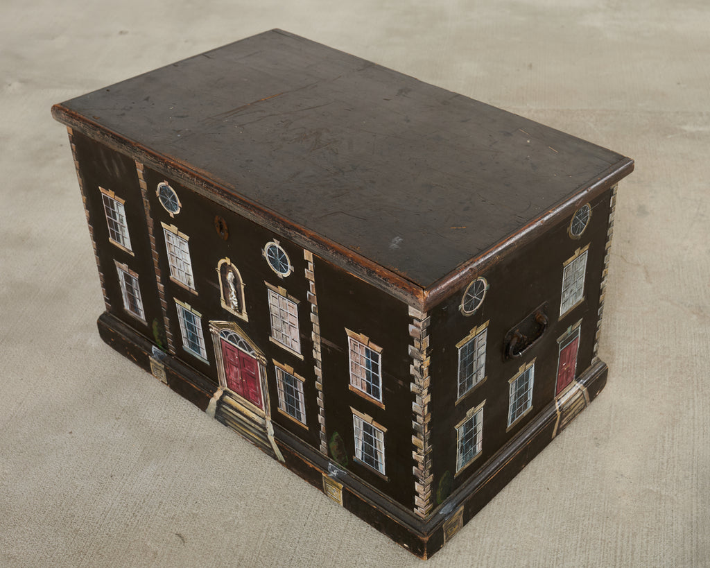 19th Century Country English Chest with House Facade
