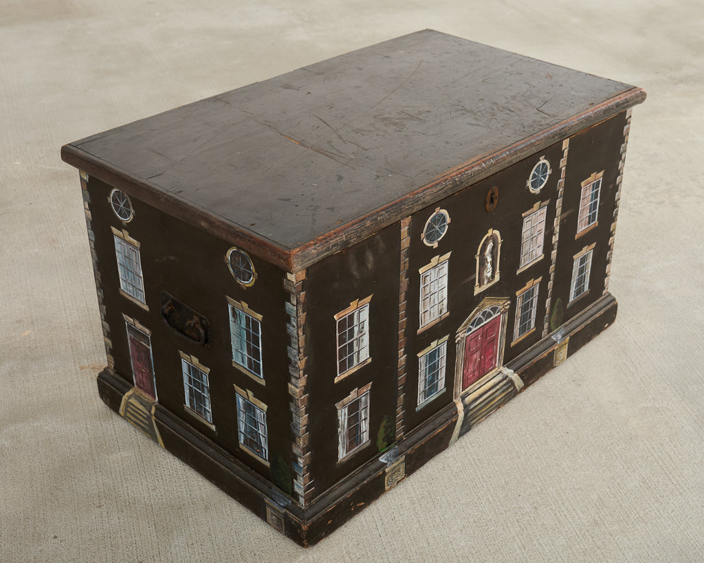 19th Century Country English Chest with House Facade