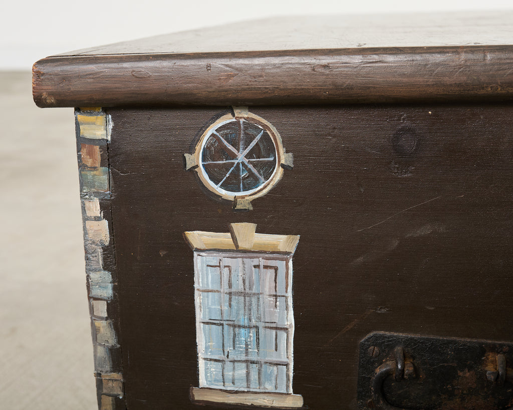 19th Century Country English Chest with House Facade
