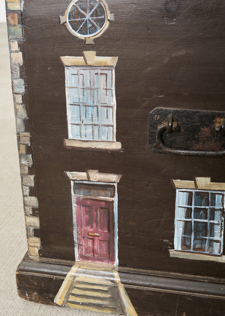 19th Century Country English Chest with House Facade