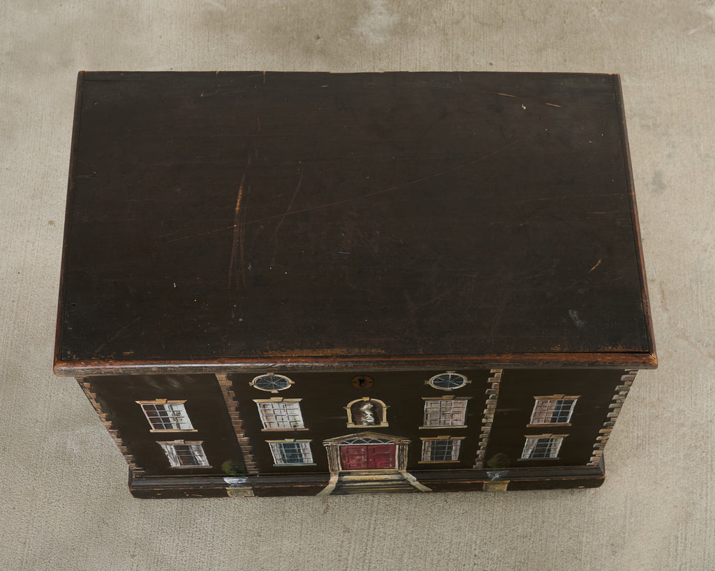 19th Century Country English Chest with House Facade