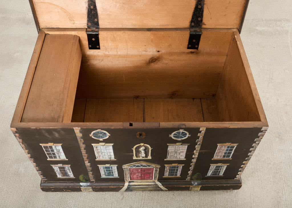 19th Century Country English Chest with House Facade