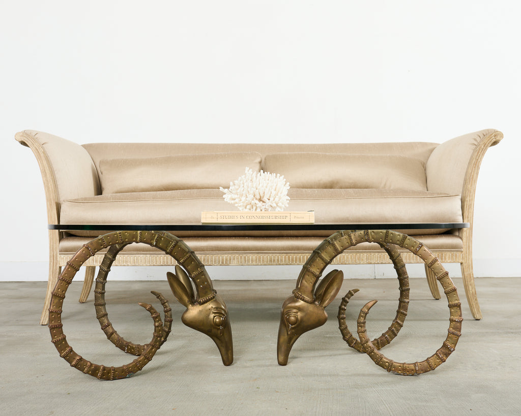 Brass lbex Rams Head Cocktail Table After Alain Chervet