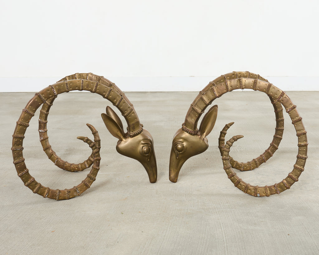 Brass lbex Rams Head Cocktail Table After Alain Chervet