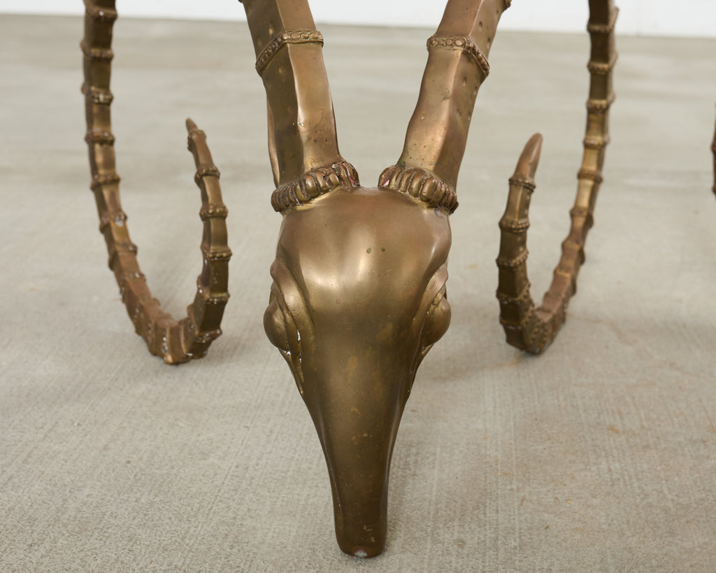 Brass lbex Rams Head Cocktail Table After Alain Chervet
