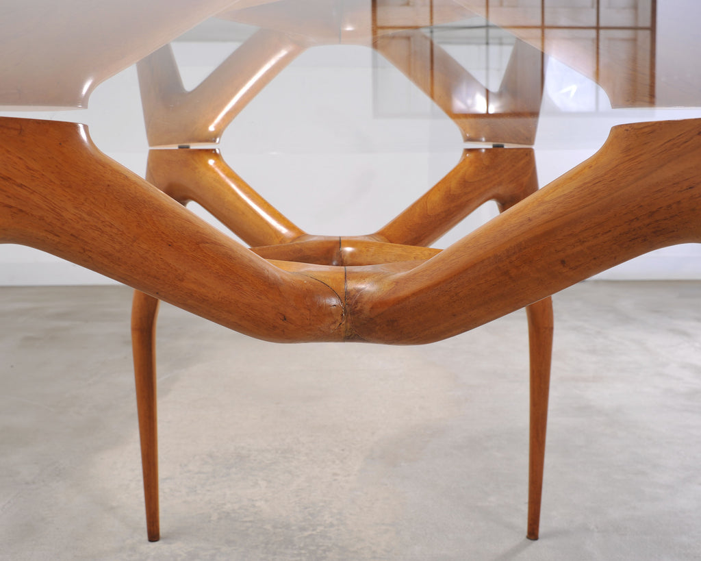 Ico Parisi Style Italian Walnut Spider Leg Dining Table