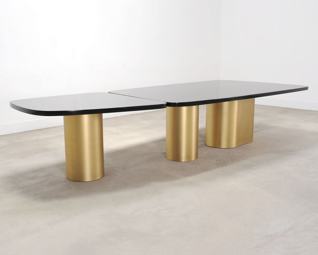 India Mahdavi Alber Sectional Walnut Brass Dining Table 11 Ft
