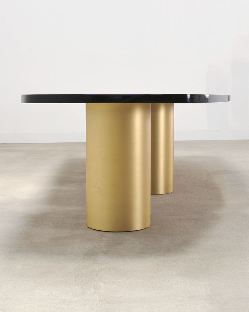 India Mahdavi Alber Sectional Walnut Brass Dining Table 11 Ft