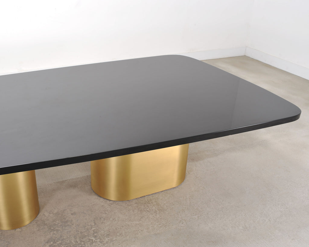 India Mahdavi Alber Sectional Walnut Brass Dining Table 11 Ft