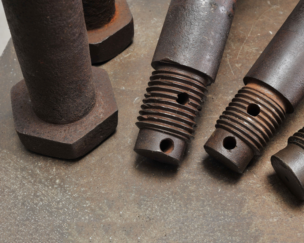 Set of 16 Industrial Oversized Iron Nuts Bolts and Link Plates