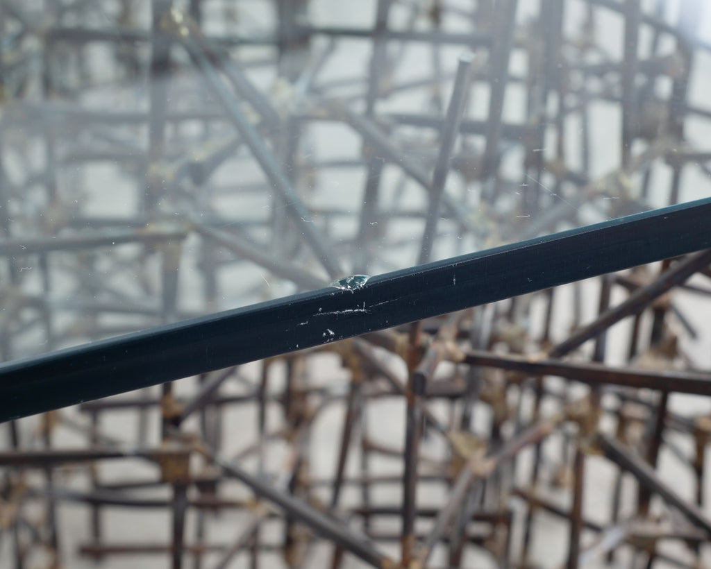 Marc Weinstein Attributed Brutalist Welded Nails Cocktail Table