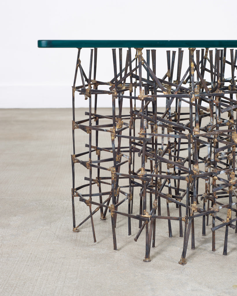 Marc Weinstein Attributed Brutalist Welded Nails Cocktail Table