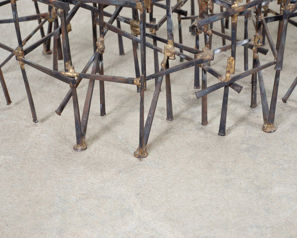 Marc Weinstein Attributed Brutalist Welded Nails Cocktail Table