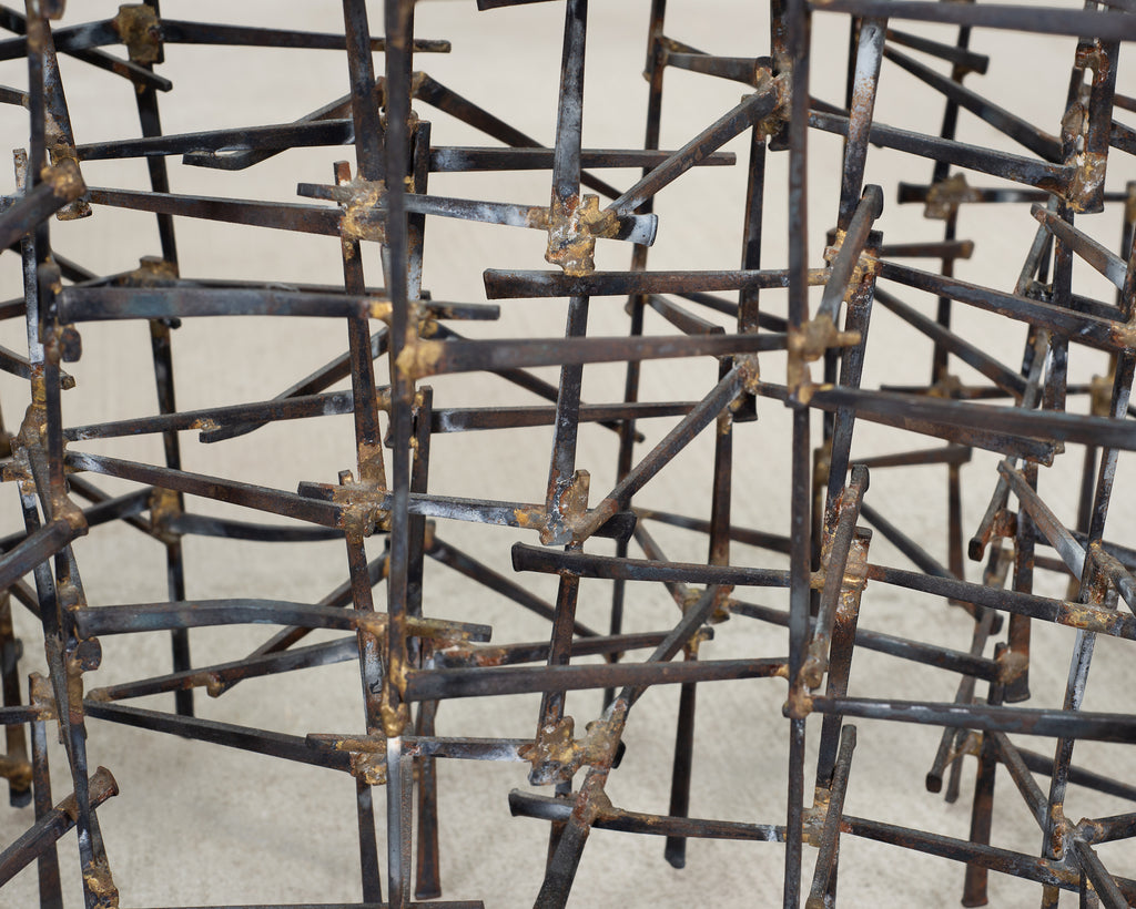 Marc Weinstein Attributed Brutalist Welded Nails Cocktail Table