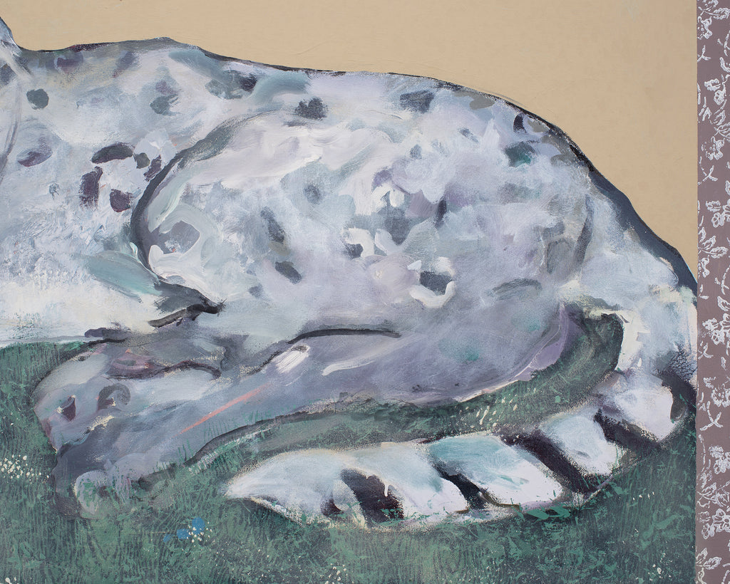 Ira Yeager 20th C. Snow Leopard Oil Canvas Painting 6 Ft