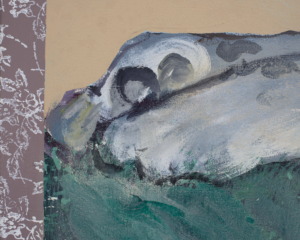 Ira Yeager 20th C. Snow Leopard Oil Canvas Painting 6 Ft