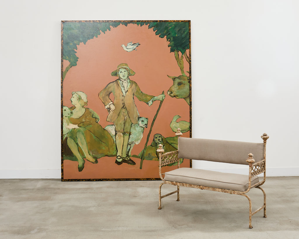 Ira Yeager Country French Farmer with Animals 8 Ft.