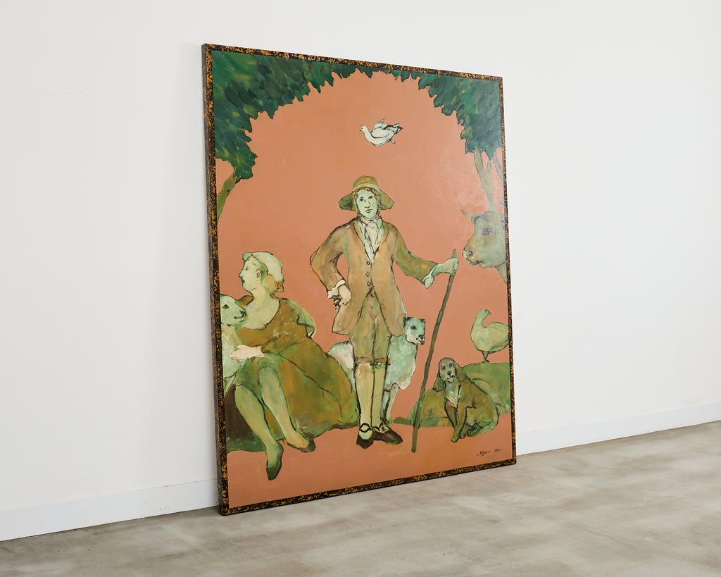 Ira Yeager Country French Farmer with Animals 8 Ft.