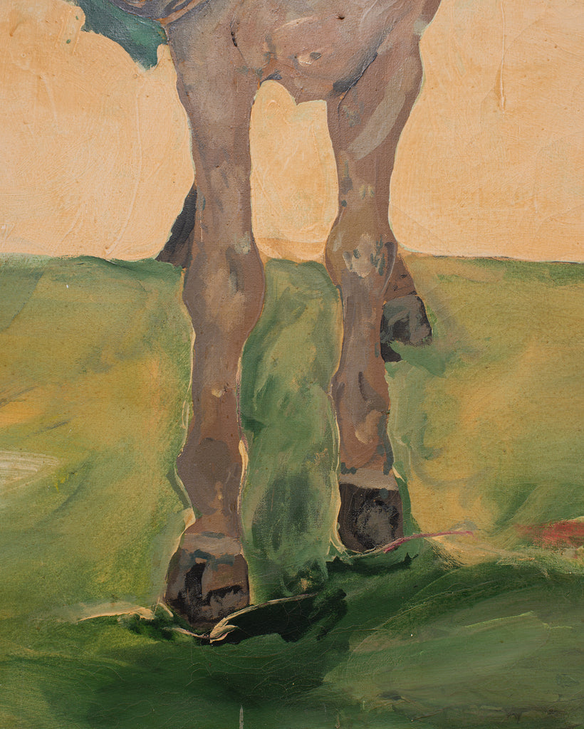 Ira Yeager 20th C. Corfu Woman on Donkey Oil Canvas Painting 6 Ft