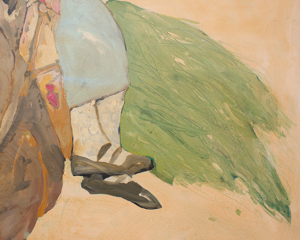 Ira Yeager 20th C. Corfu Woman on Donkey Oil Canvas Painting 6 Ft