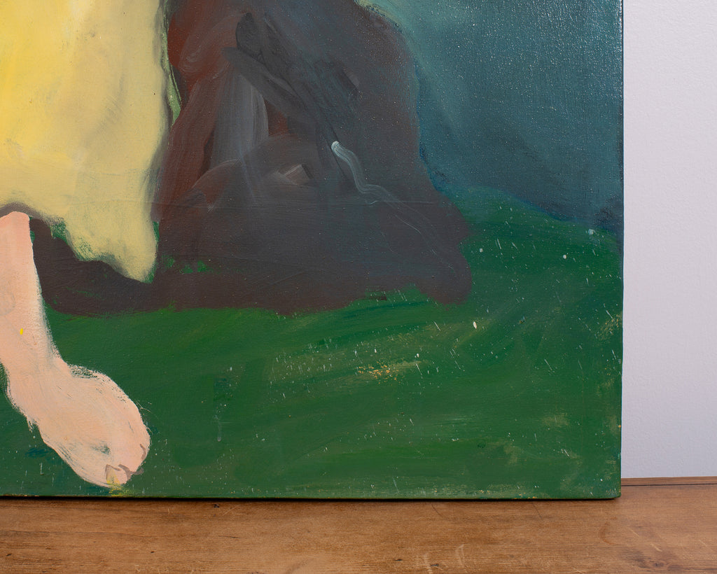 Ira Yeager 20th C. Woman in Yellow Oil Canvas Painting 5.5 Ft