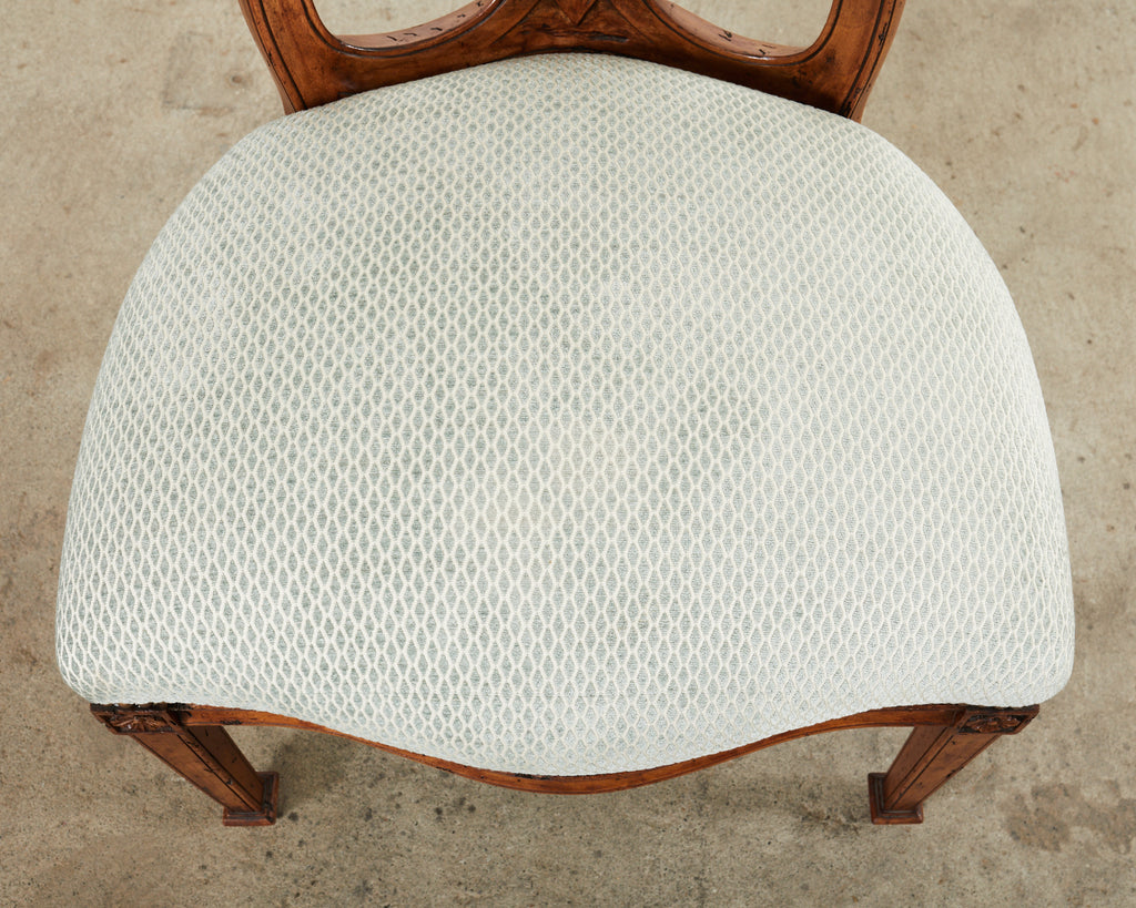 Set of Six Italian Chippendale Style Walnut Dining Chairs