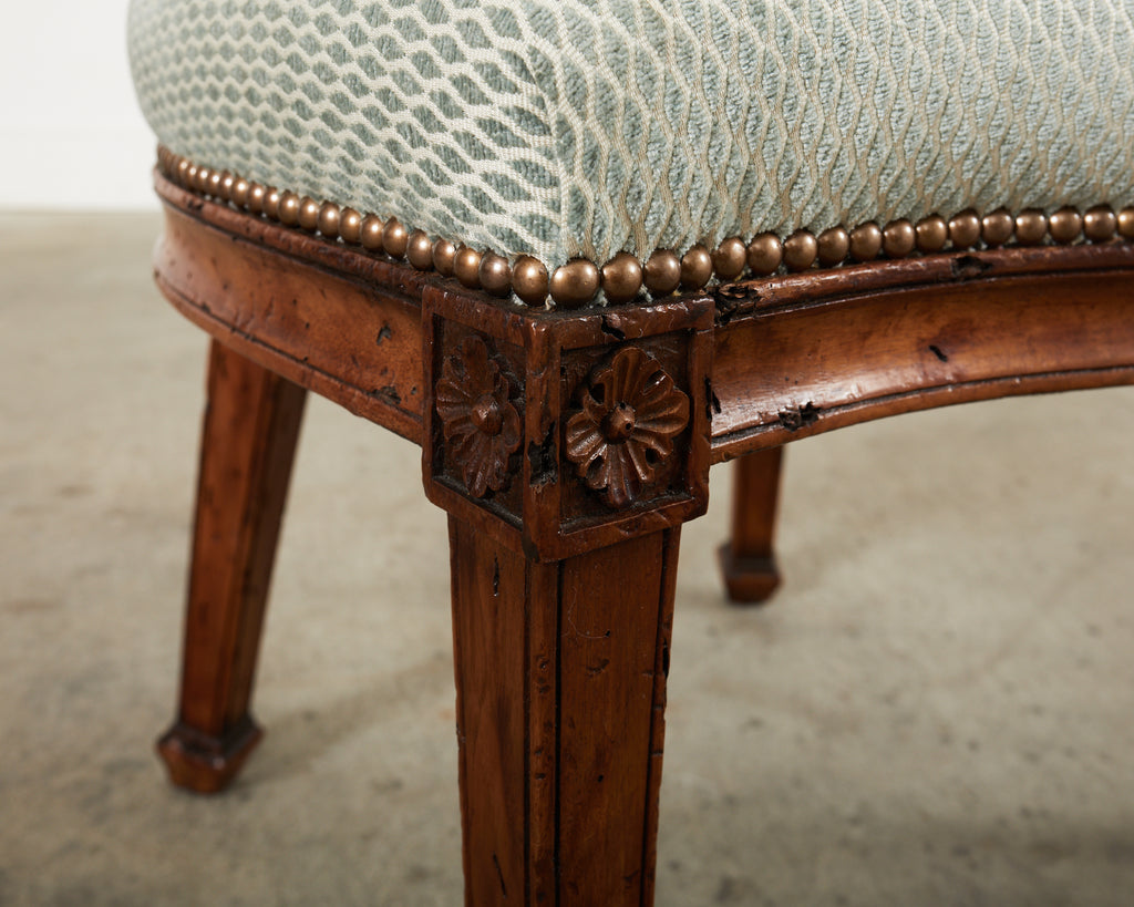 Set of Six Italian Chippendale Style Walnut Dining Chairs