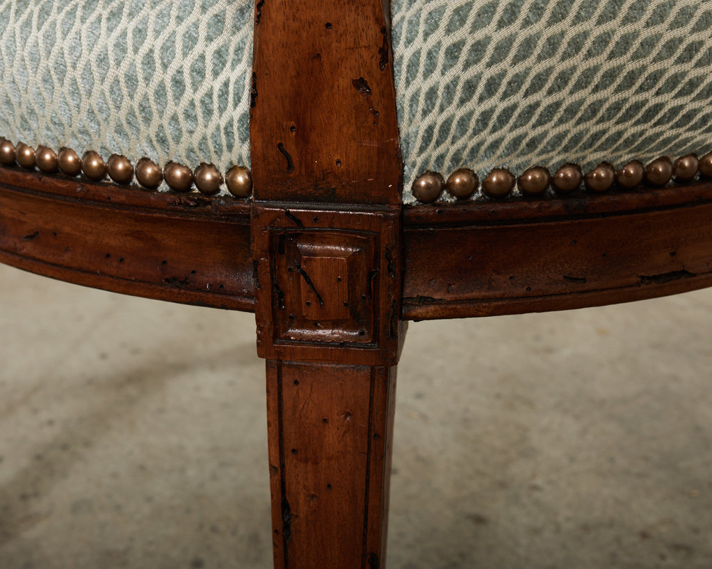 Set of Six Italian Chippendale Style Walnut Dining Chairs