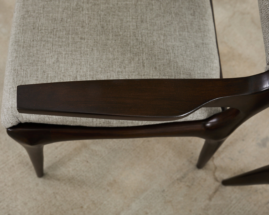 Set of Four Carlo De Carli Walnut Dining Armchairs