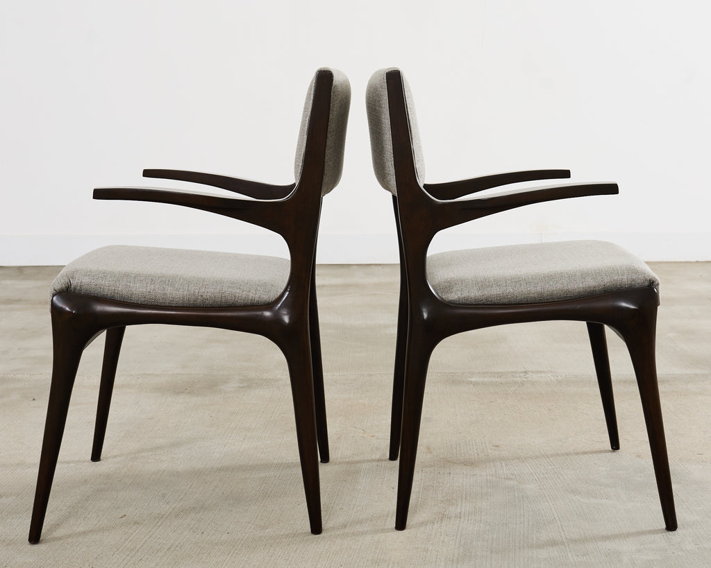 Set of Four Carlo De Carli Walnut Dining Armchairs