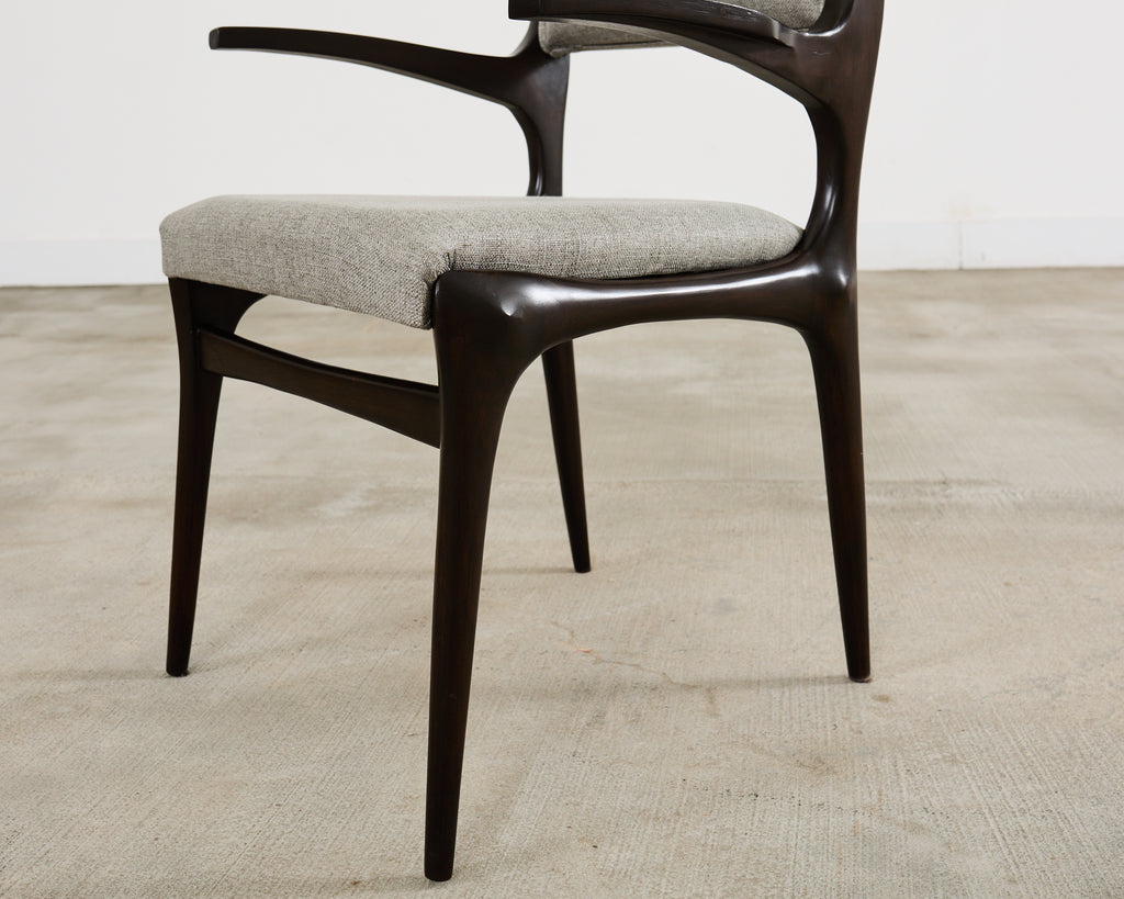 Set of Four Carlo De Carli Walnut Dining Armchairs