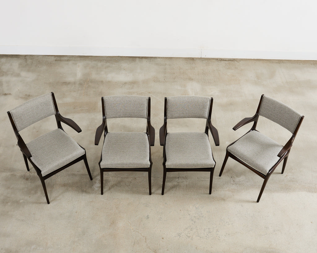 Set of Four Carlo De Carli Walnut Dining Armchairs