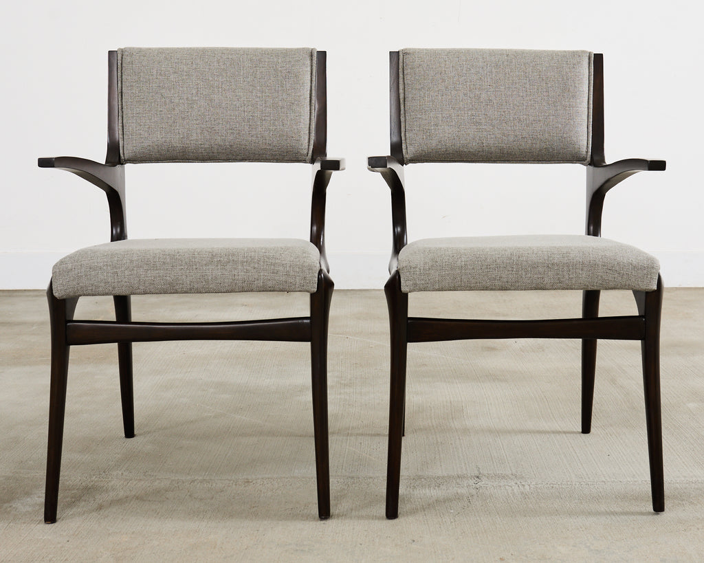 Set of Four Carlo De Carli Walnut Dining Armchairs