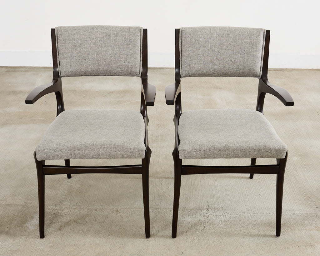 Set of Four Carlo De Carli Walnut Dining Armchairs