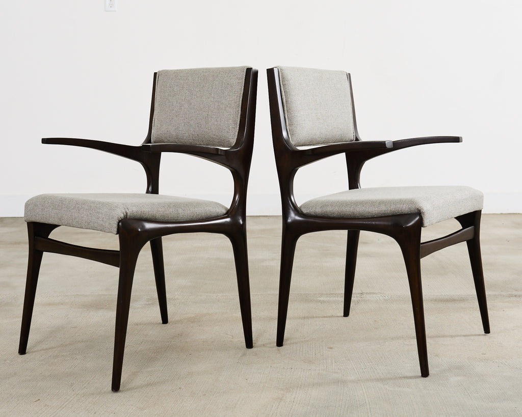 Set of Four Carlo De Carli Walnut Dining Armchairs