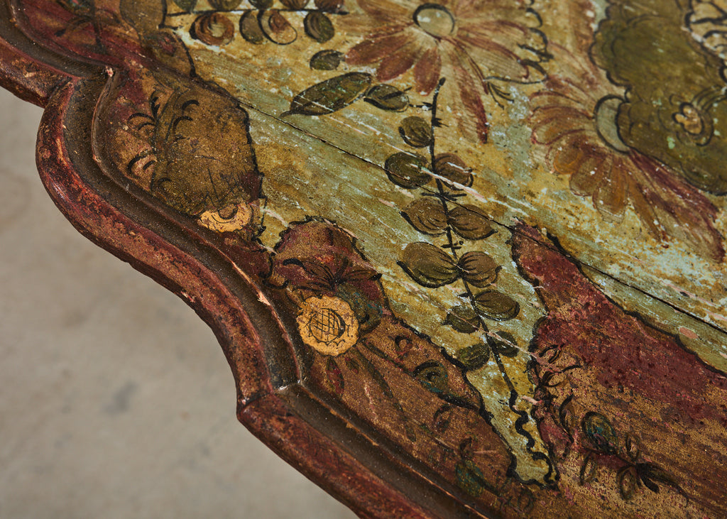 18th Century Italian Baroque Painted Chinoiserie Tilt Top Center Table